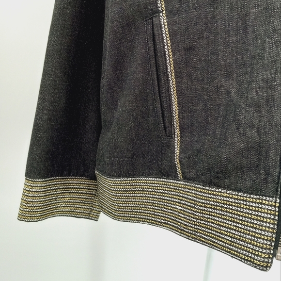 VINTAGE Bleu Bayou Denim Jacket XL Bead, Crystal & Sequin Embellished Peace Sign - Picture 6 of 17